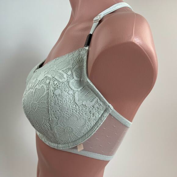 Victoria's Secret Green Racerback Front Closure Lined Demi Bra Size 32DDD - Picture 6 of 10